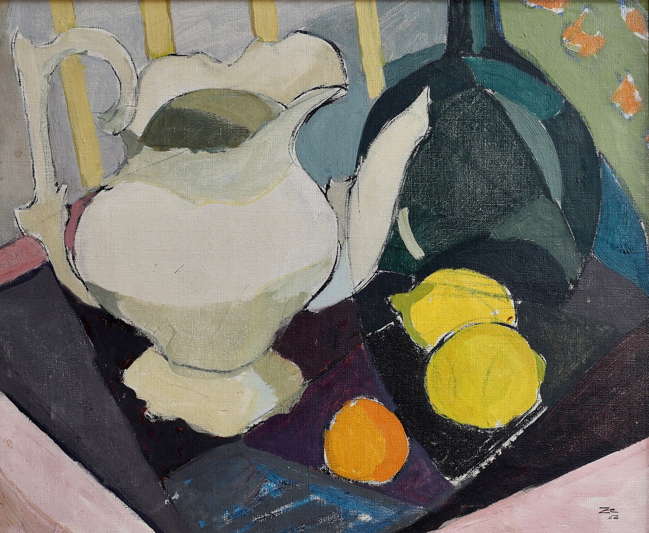 Original Mid Century Still Life Painting From Sweden 1952