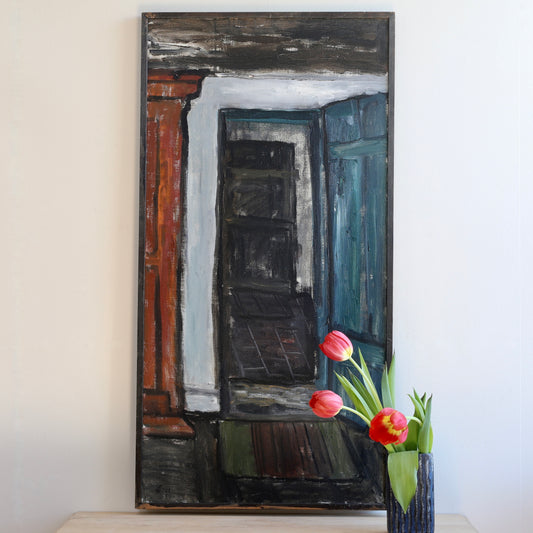 Vintage Art Room Original interior Oil Painting Sweden 1953