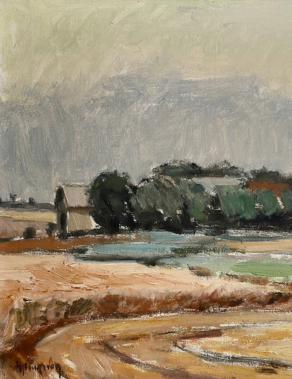 Mid Century Landscape Oil Painting From Sweden by G Isaksson