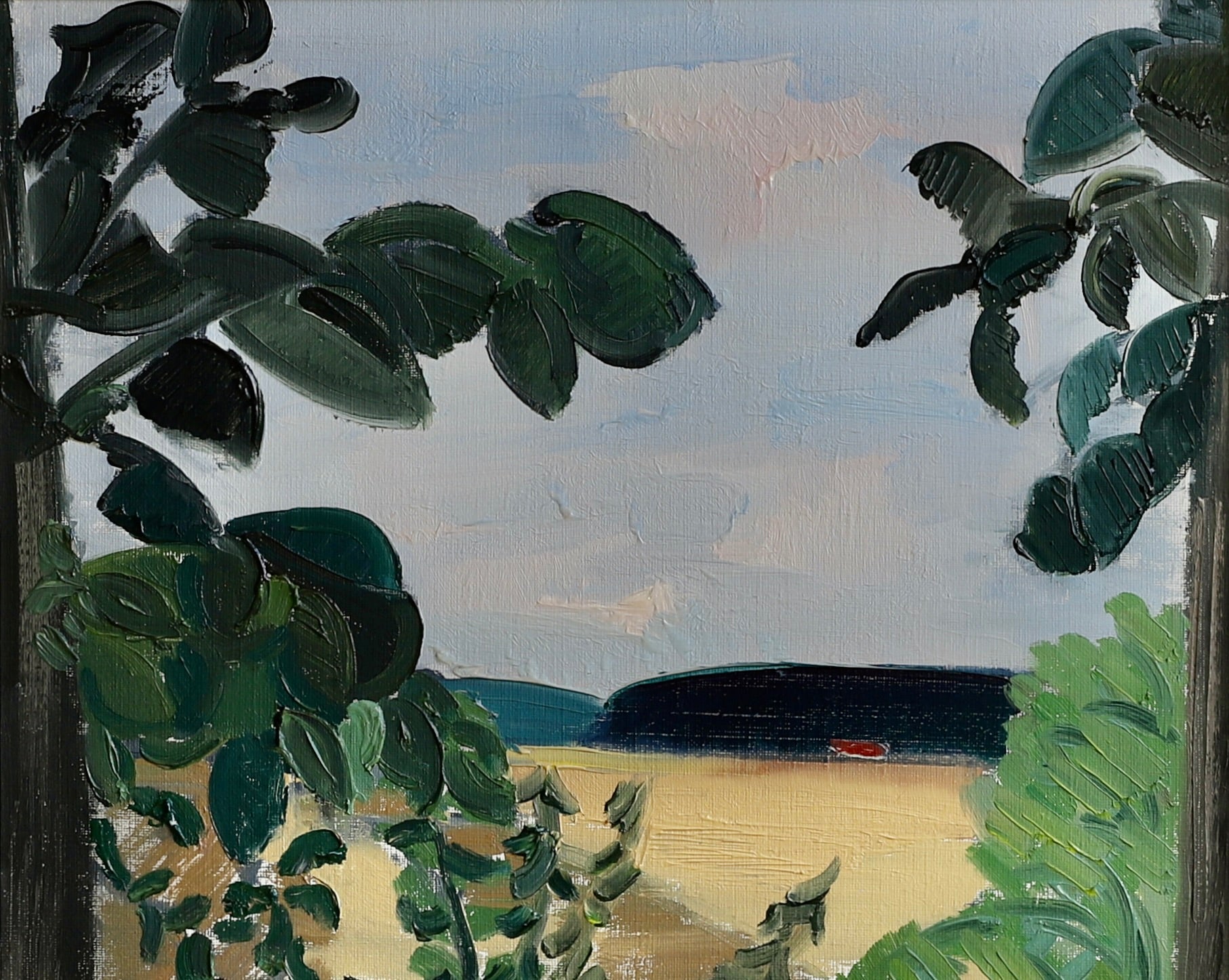 Mid Century Landscape Oil Painting by Listed Artist E Julius Sweden