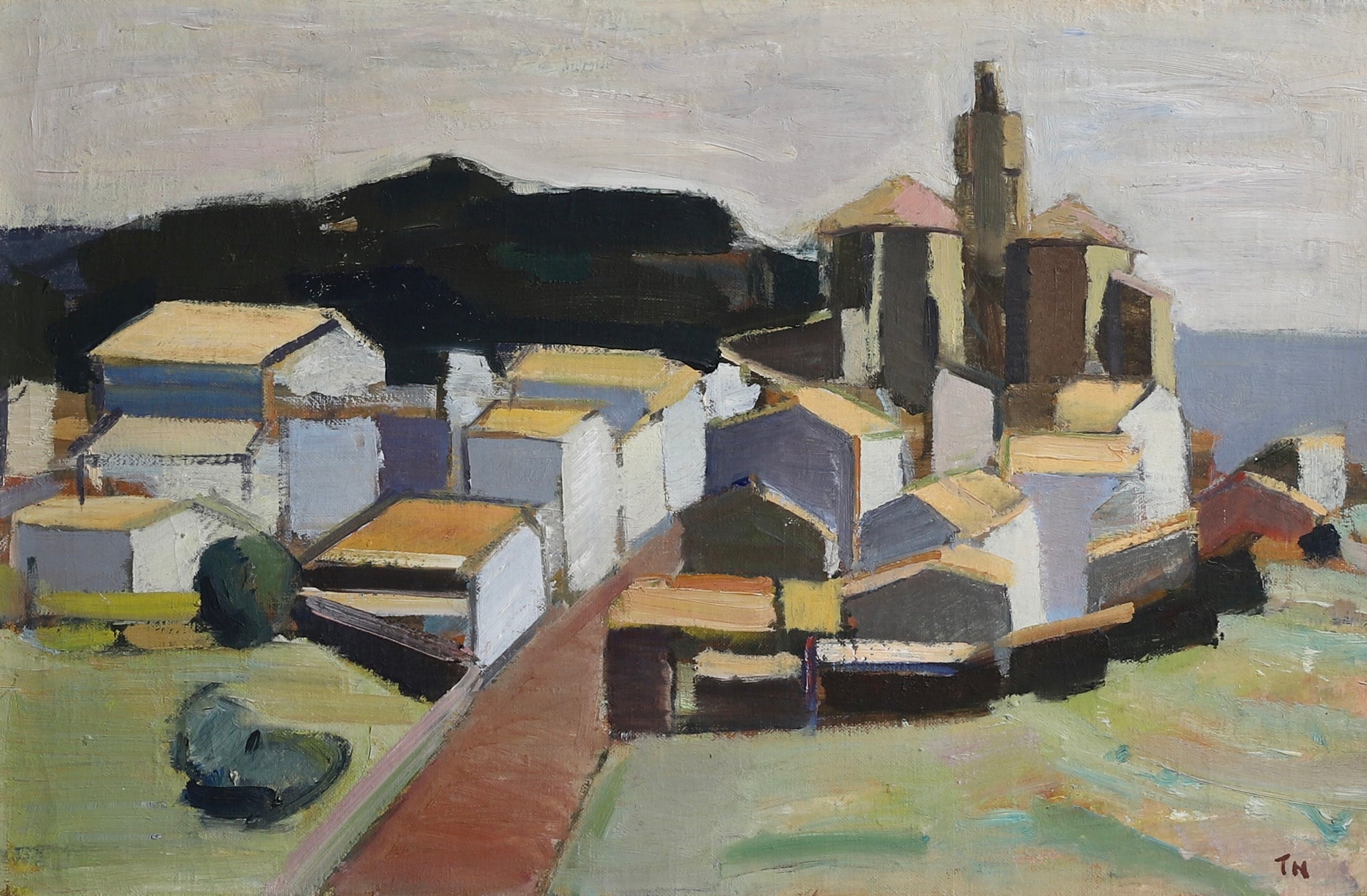 Vintage Landscape Oil Painting by T Nilsson from Sweden