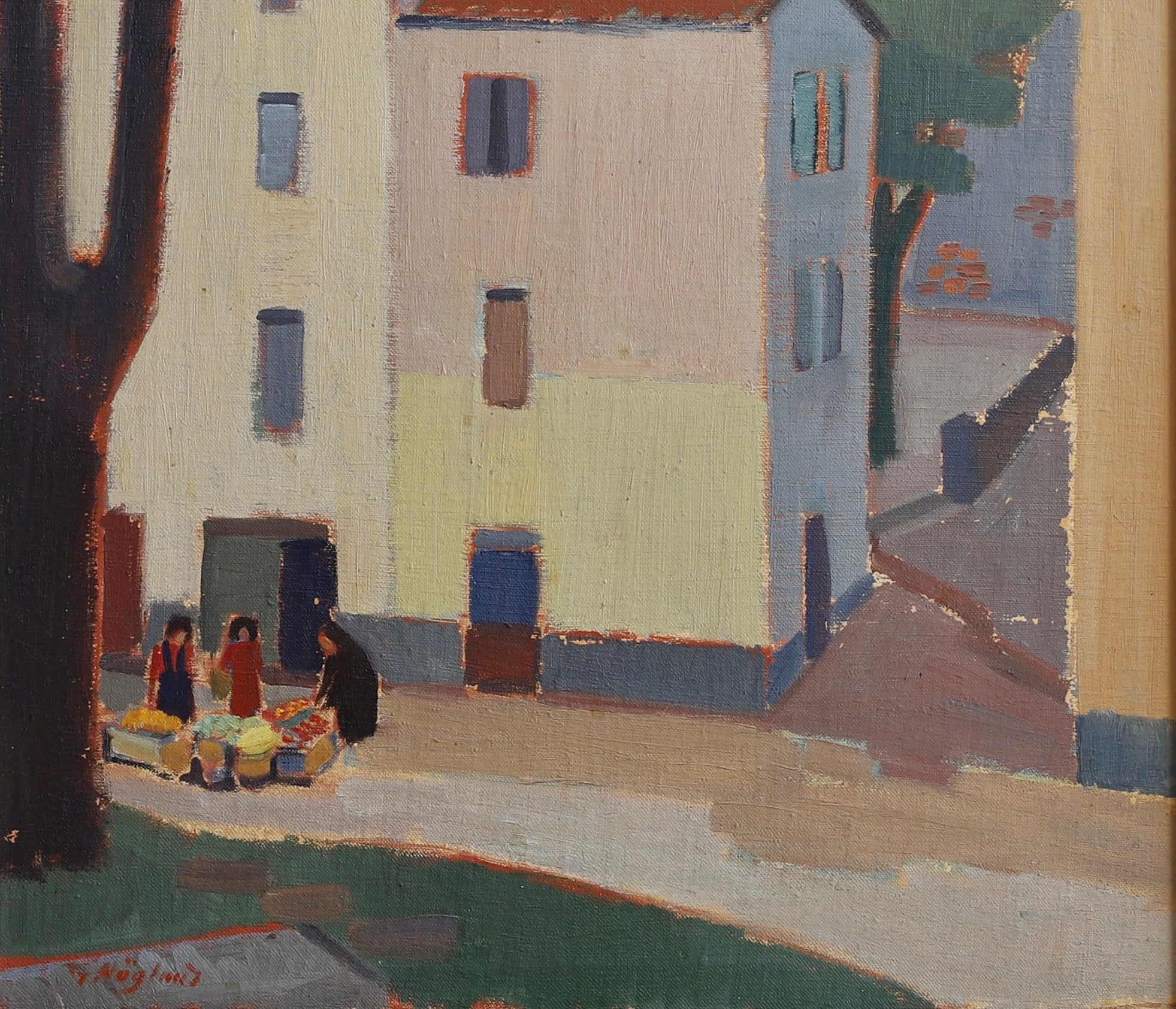 Mid Century Original Painting By G Höglund Sweden