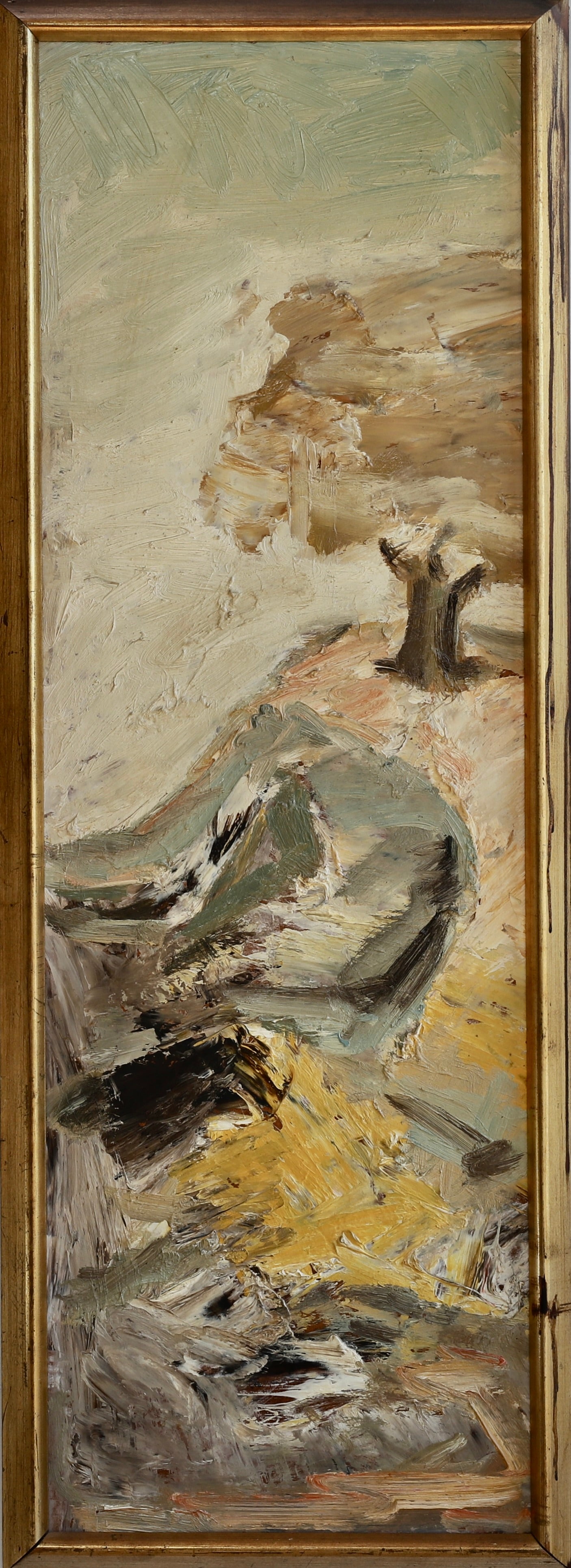 Mid Century Original Abstract Coastal Oil Painting From Sweden