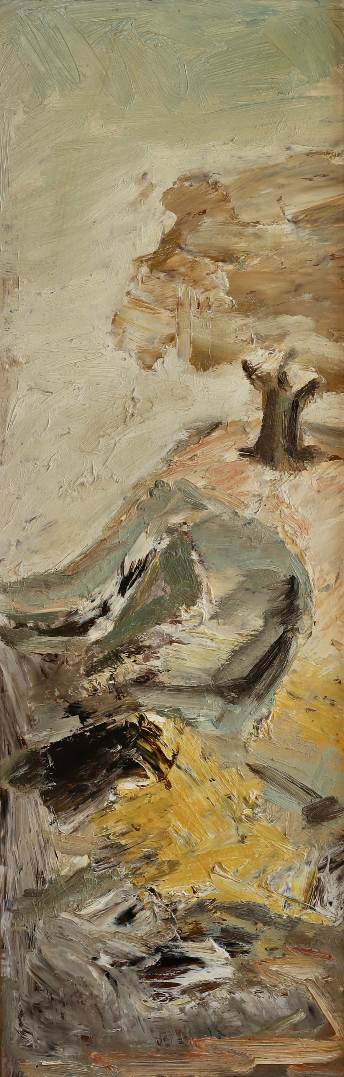 Mid Century Original Abstract Coastal Oil Painting From Sweden