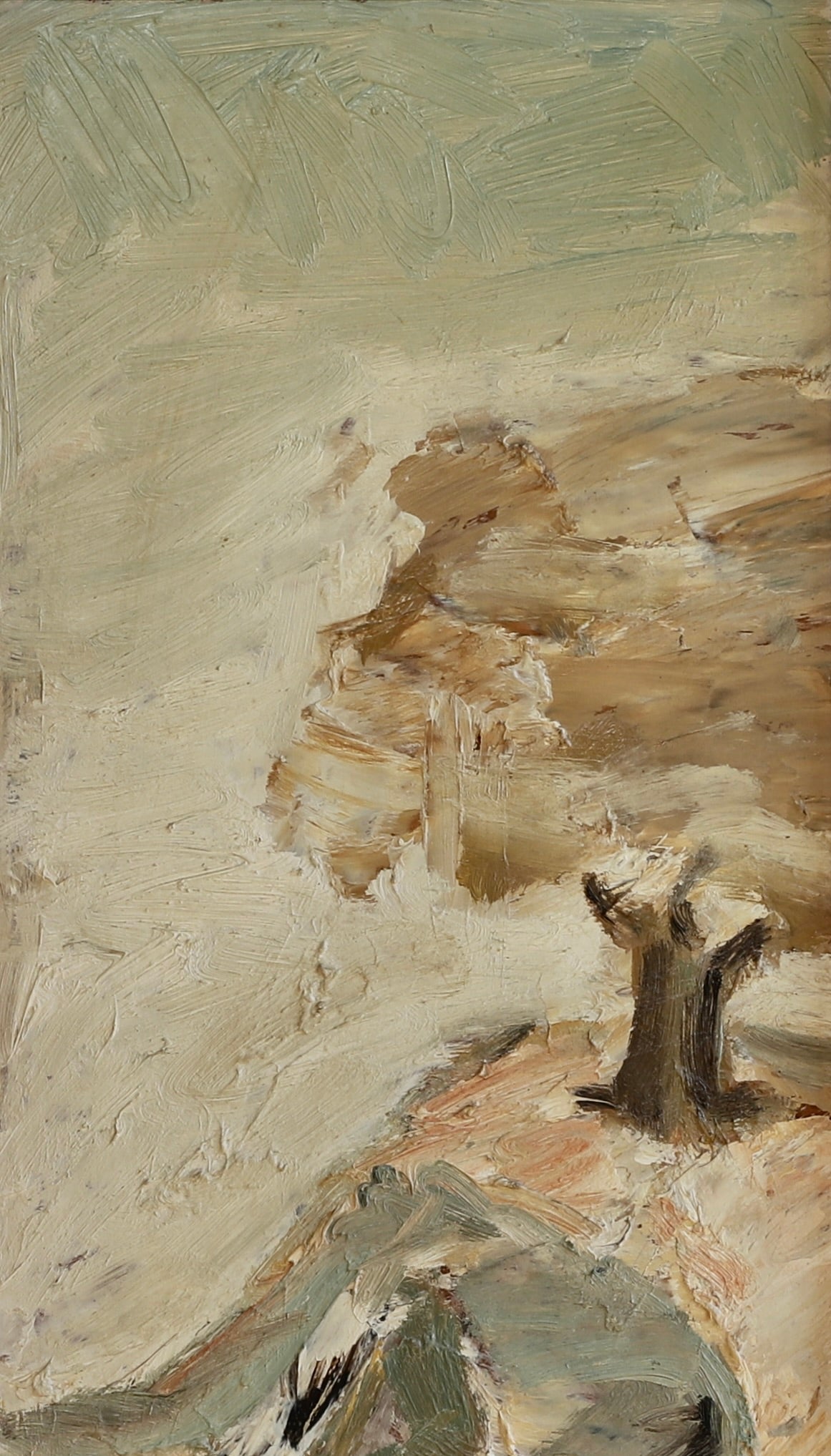 Mid Century Original Abstract Coastal Oil Painting From Sweden