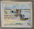 Load image into Gallery viewer, Vintage Art Room Mid Century Harbor Oil Painting From Sweden