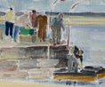 Load image into Gallery viewer, Vintage Art Room Mid Century Harbor Oil Painting From Sweden