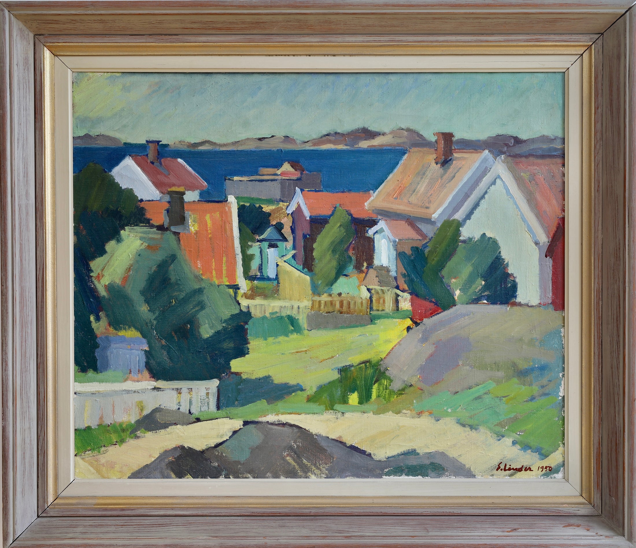 Mid Century Vintage Coastal Painting from Sweden