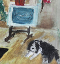 Load image into Gallery viewer, Vintage Art Mid Century Interior Scene with Dog From Sweden