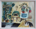 Load image into Gallery viewer, Vintage Art Mid Century Interior Scene with Dog From Sweden