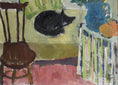 Load image into Gallery viewer, Vintage Art Room Original interior Oil Painting Sweden 1947