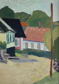 Load image into Gallery viewer, Vintage Mid Century Village Oil Painting from Sweden