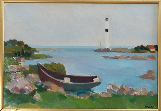 Vintage Art Room Coastal Painting from Sweden