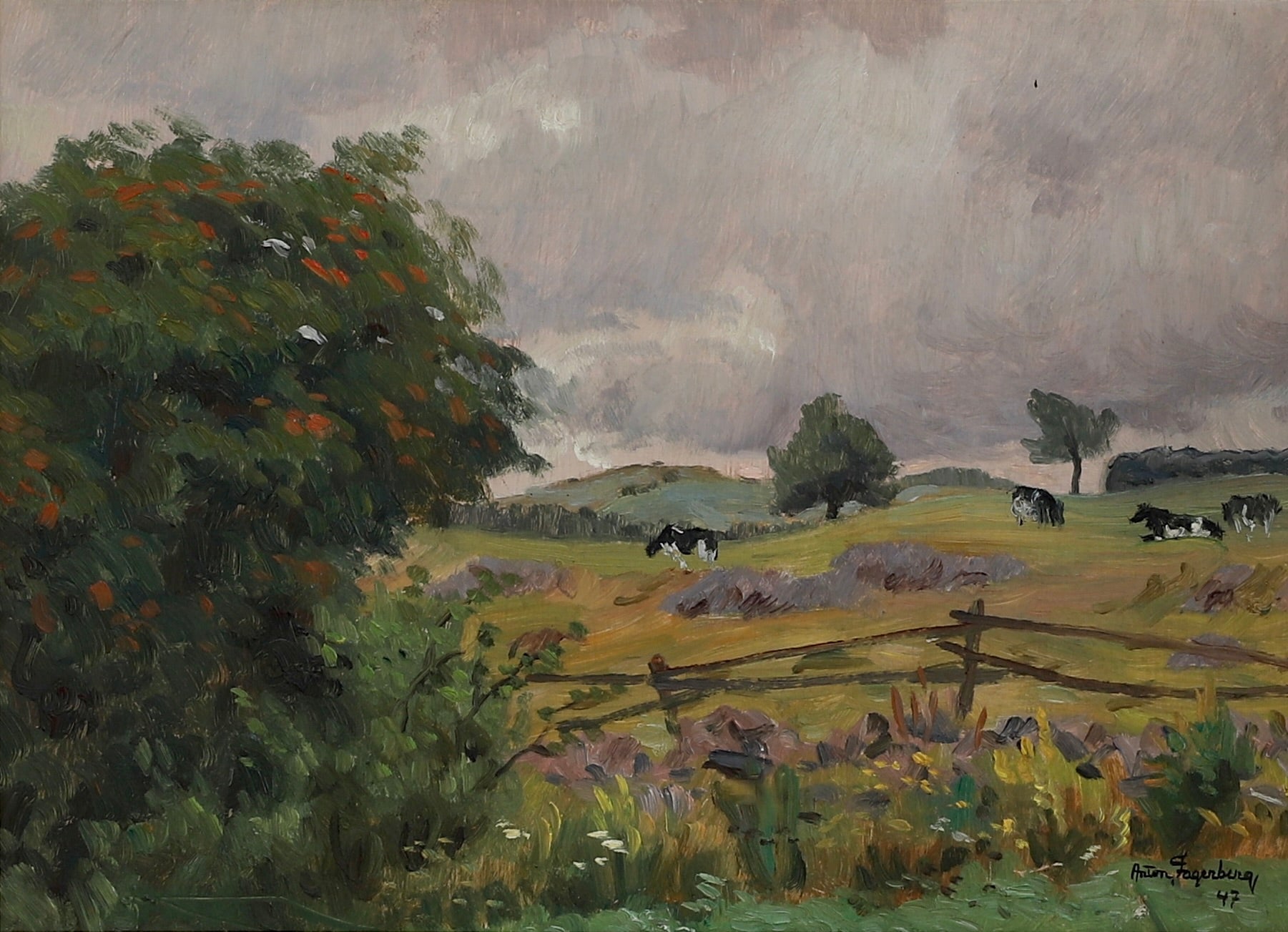 Mid Century Landscape Oil Painting 1947