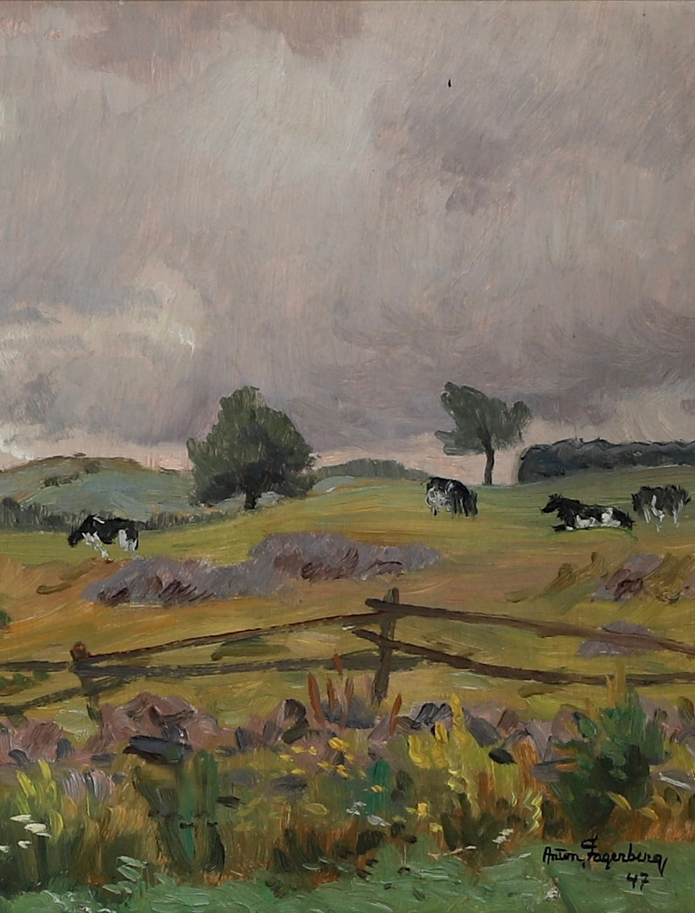 Mid Century Landscape Oil Painting 1947