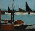 Load image into Gallery viewer, Vintage Art Room Mid Century Harbor Oil Painting From Sweden 1959
