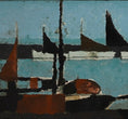 Load image into Gallery viewer, Vintage Art Room Mid Century Harbor Oil Painting From Sweden 1959