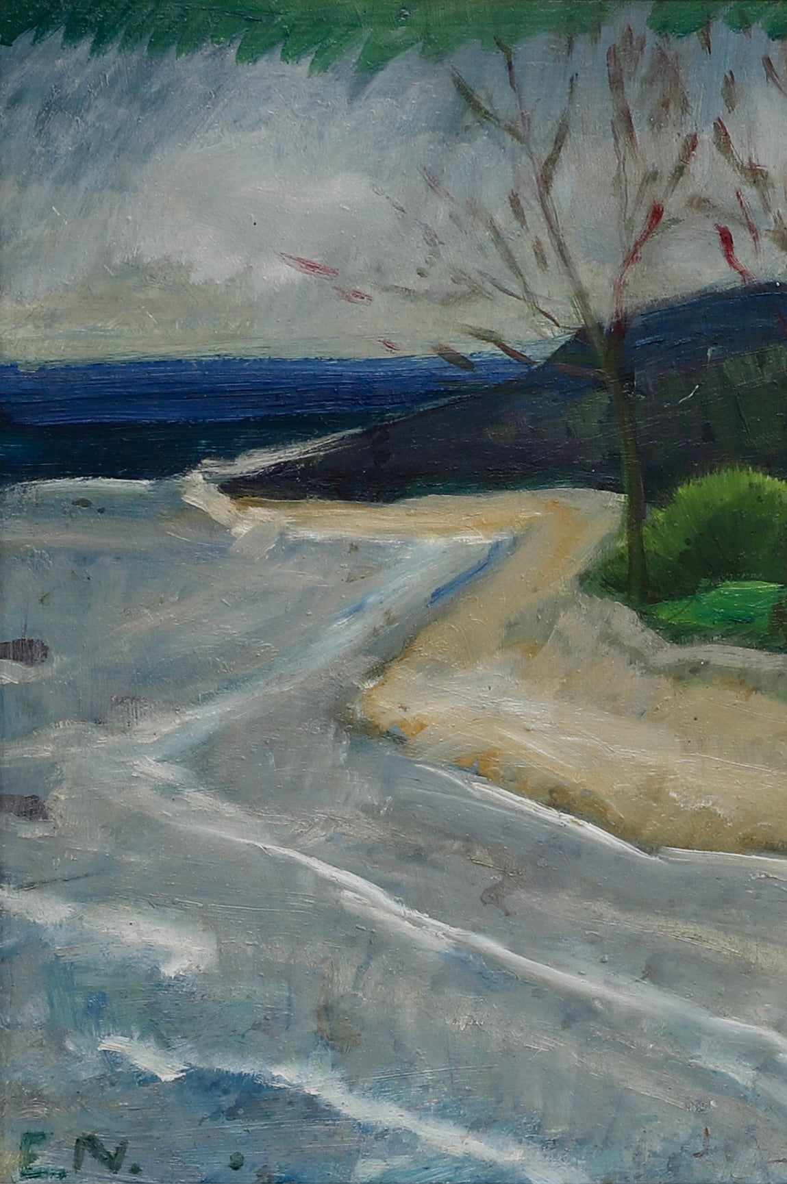 Mid Century Original Coastal Oil Painting From Sweden