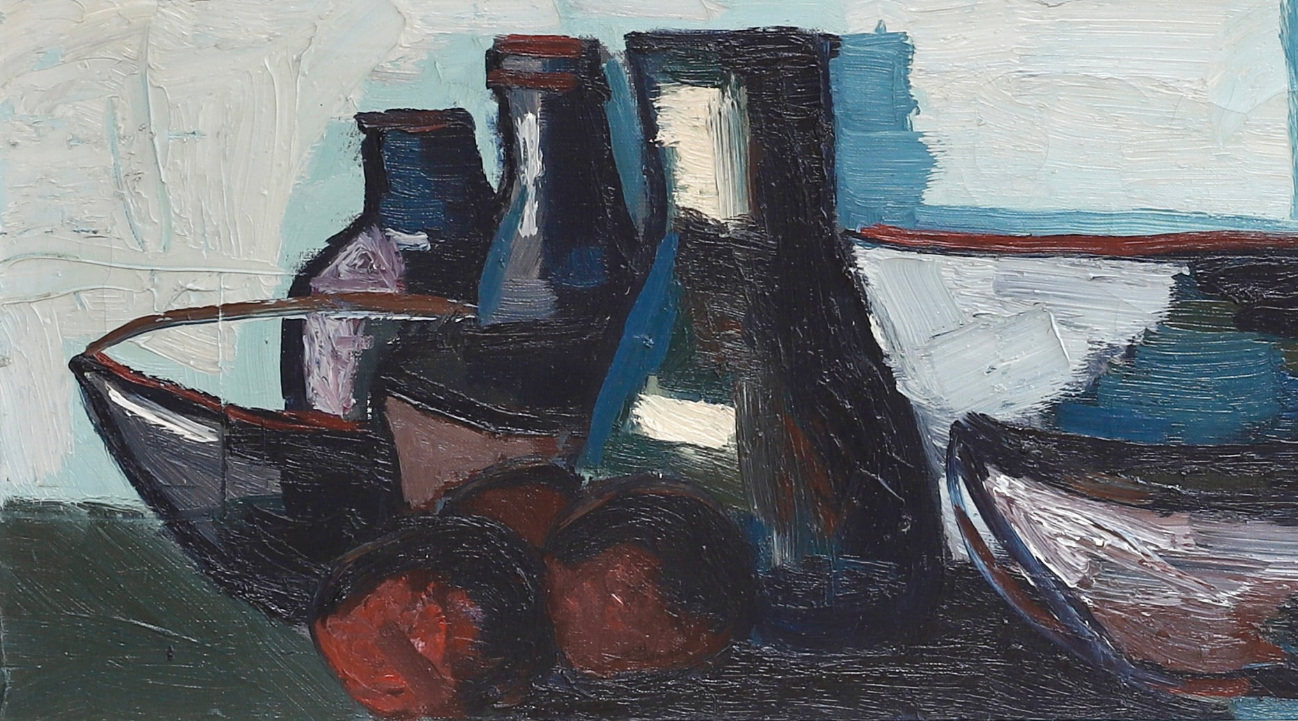 Mid Century Original Oil Painting From Sweden by K Christensen