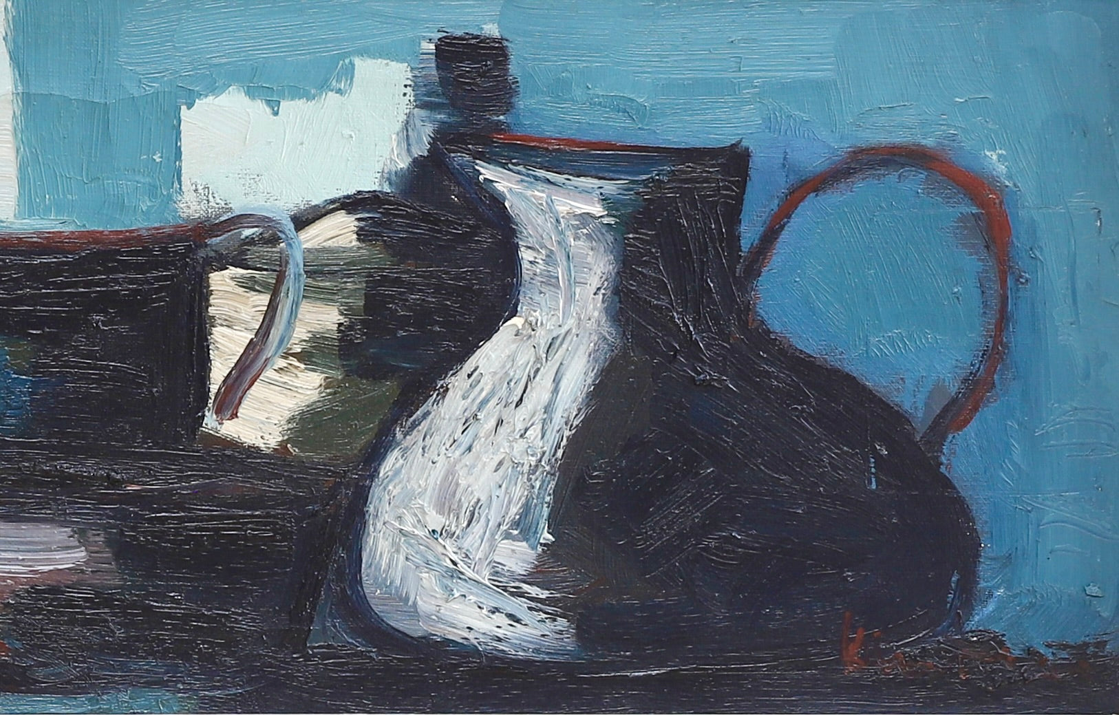 Mid Century Original Oil Painting From Sweden by K Christensen