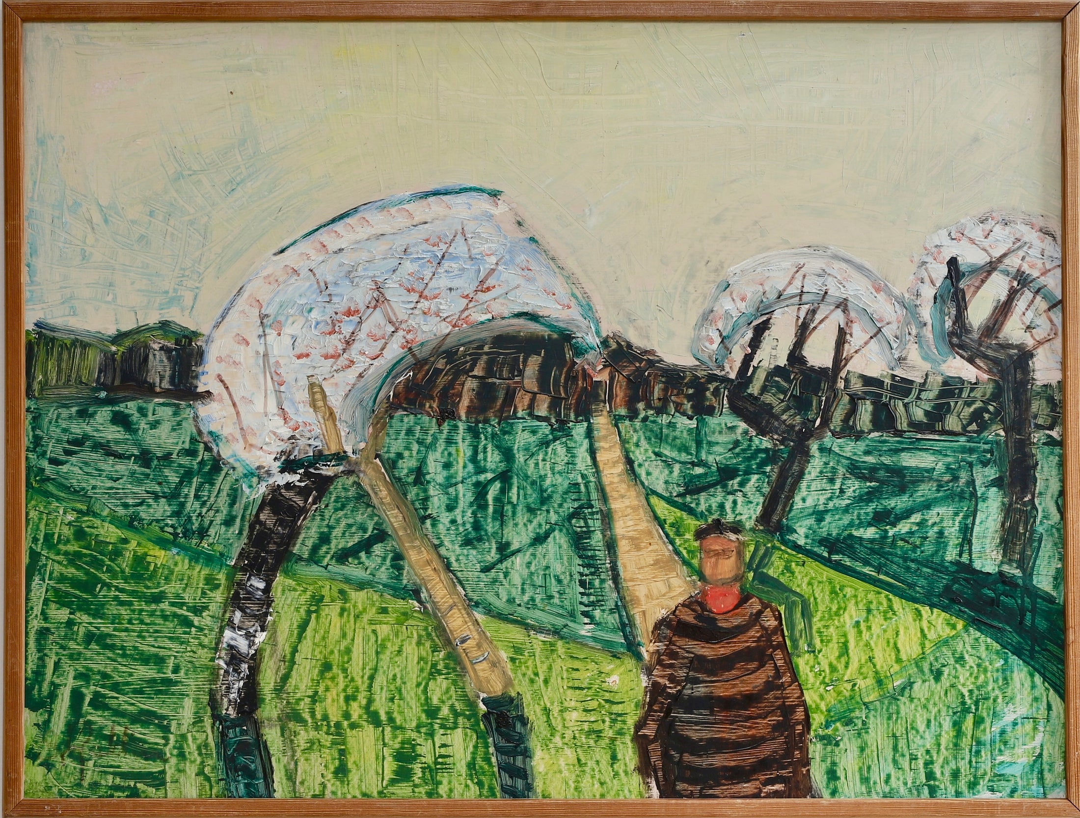 Vintage Mid Century Landscape Oil Painting by S Kjellin