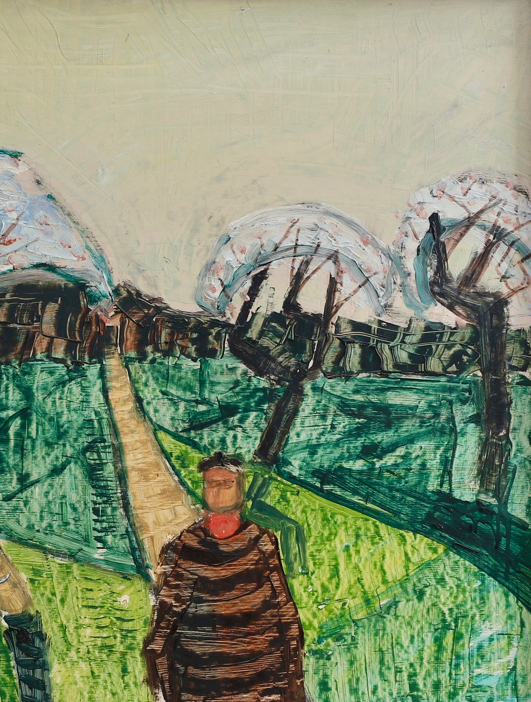 Vintage Mid Century Landscape Oil Painting by S Kjellin