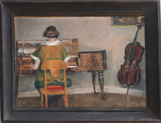 Vintage Art Room Original interior Oil Painting Sweden