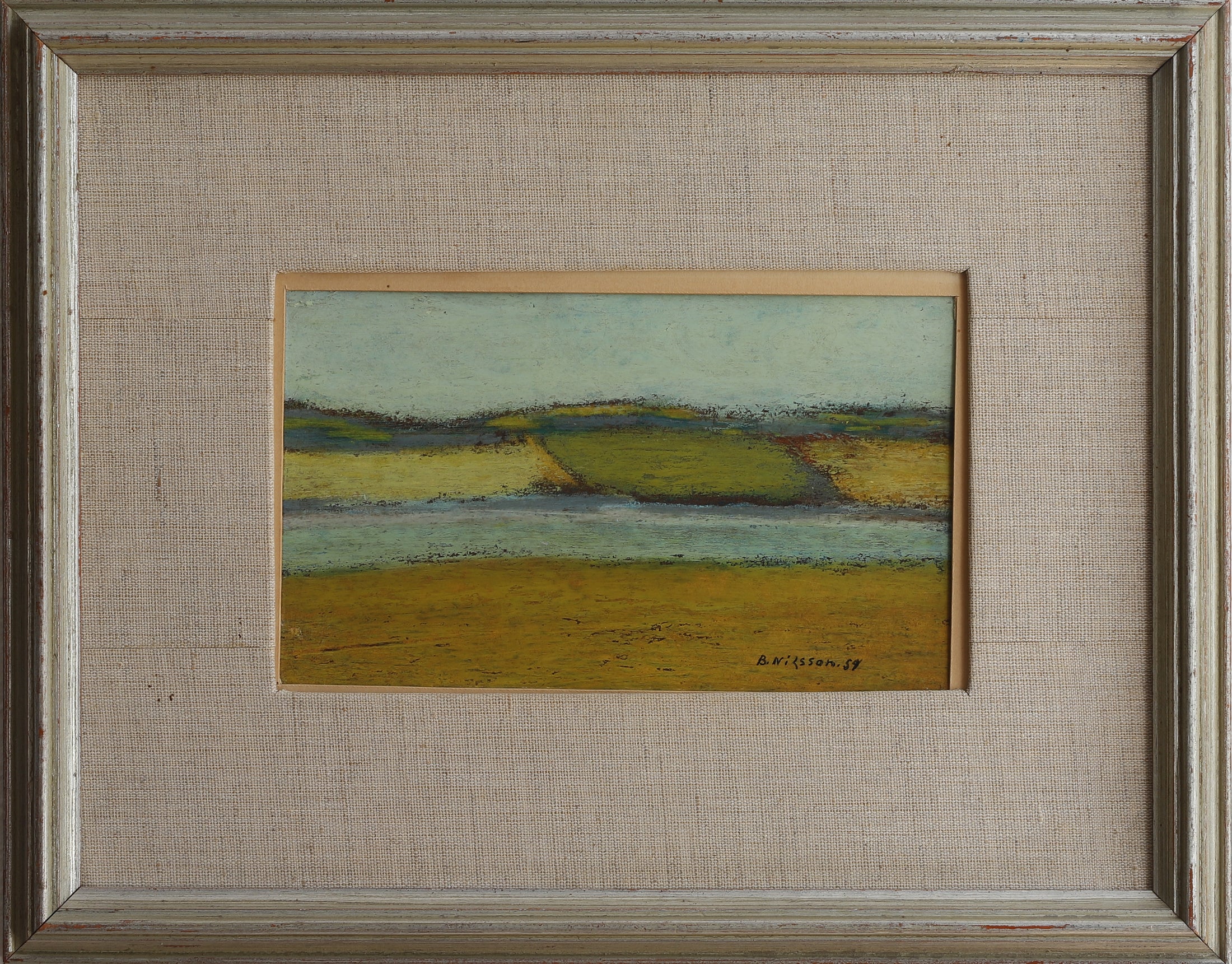 Mid Century Vintage Coastal Oil Painting From Sweden