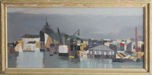 Vintage Art Room Mid Century Original Oil Painting from Sweden