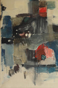 Load image into Gallery viewer, Large Mid Century Abstract Oil Painting from Sweden 1967