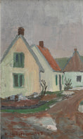 Load image into Gallery viewer, Charming Vintage Countryside Village Oil Painting from Sweden