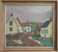 Load image into Gallery viewer, Charming Vintage Countryside Village Oil Painting from Sweden