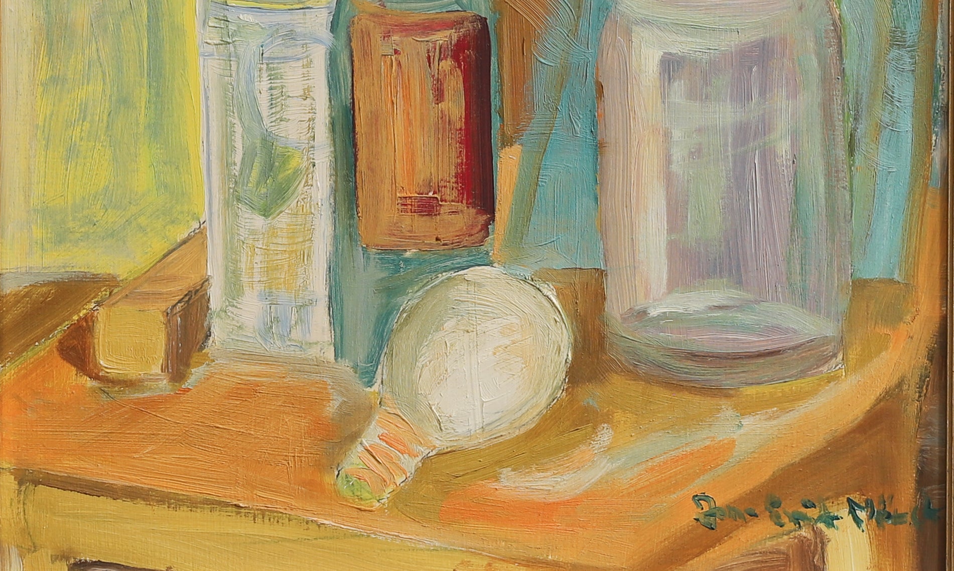 Vintage Original Mid Century Still Life Painting from Sweden
