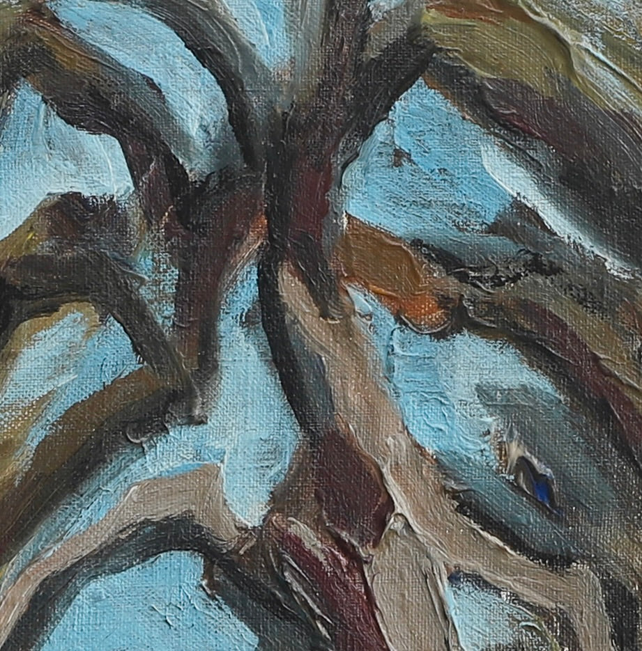 Vintage Art Semi Abstract Landscape Oil Painting from Sweden