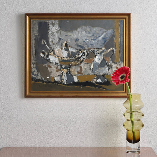 Mid Century Vintage Still Life Oil Painting