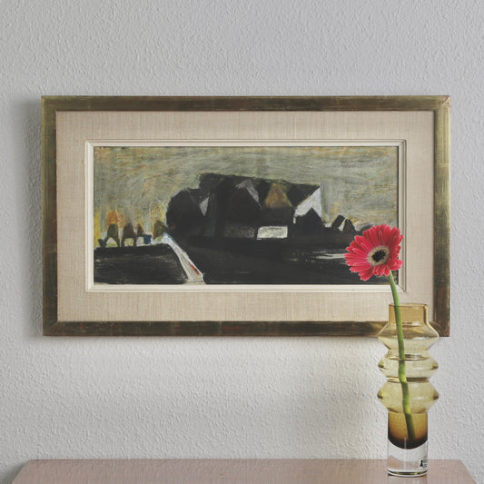 Original Vintage Art Room Farmhouse Painting from Sweden 1955