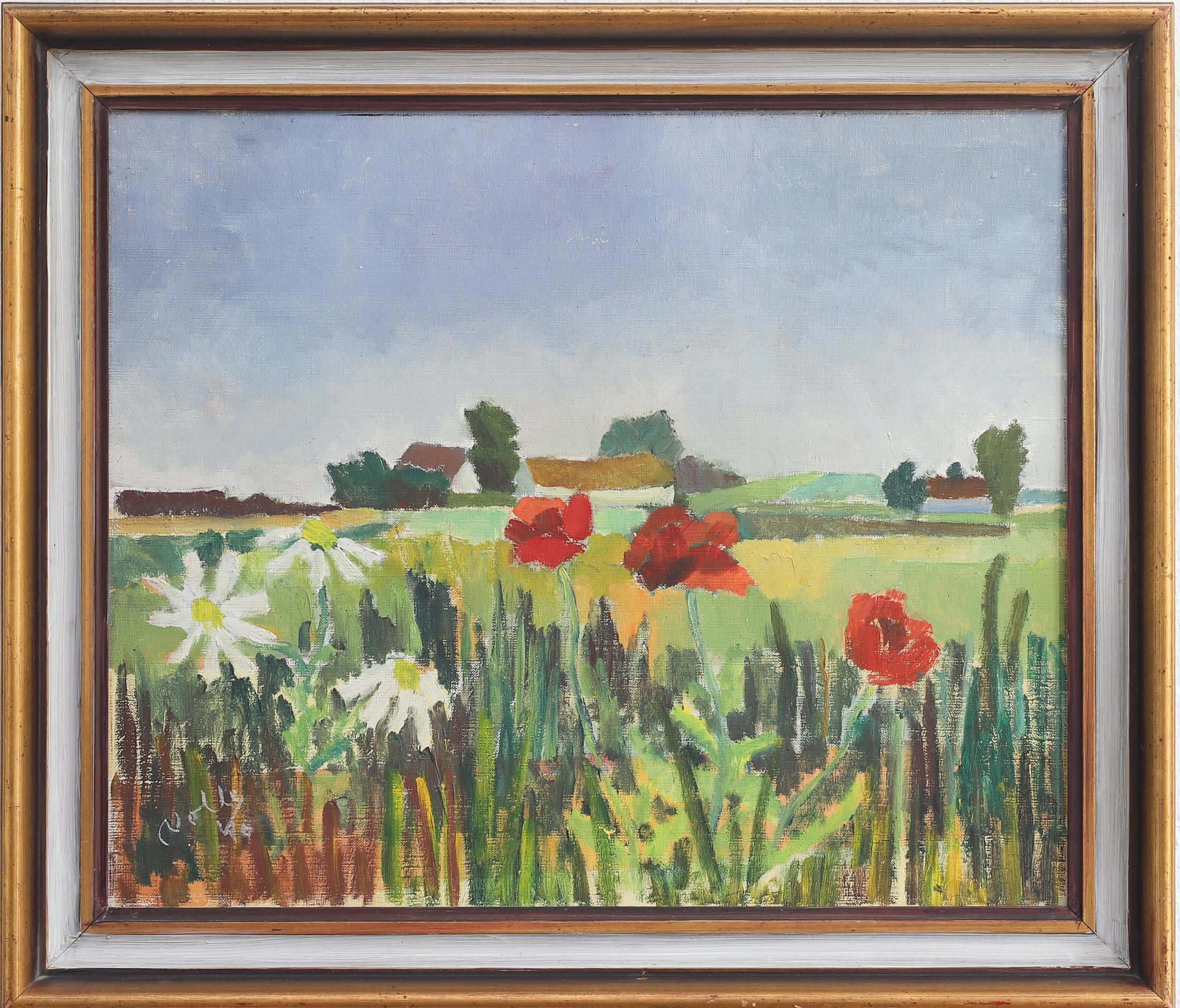 Vintage Mid Century Original Landscape Oil Painting from Sweden