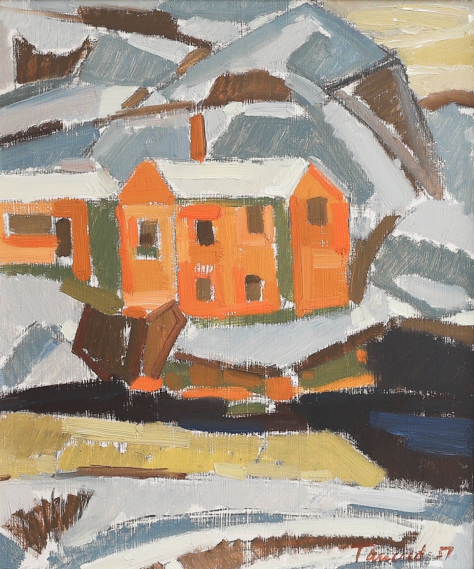 Vintage Mid Century Original Winterscape from Sweden
