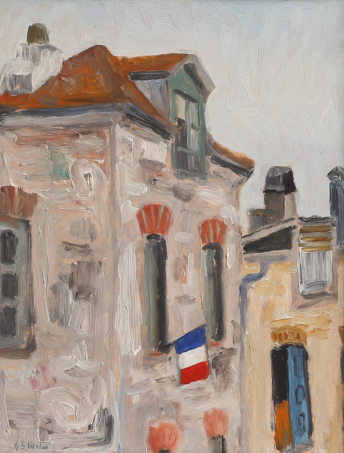Mid Century Vintage Art Original Parisian Cityscape