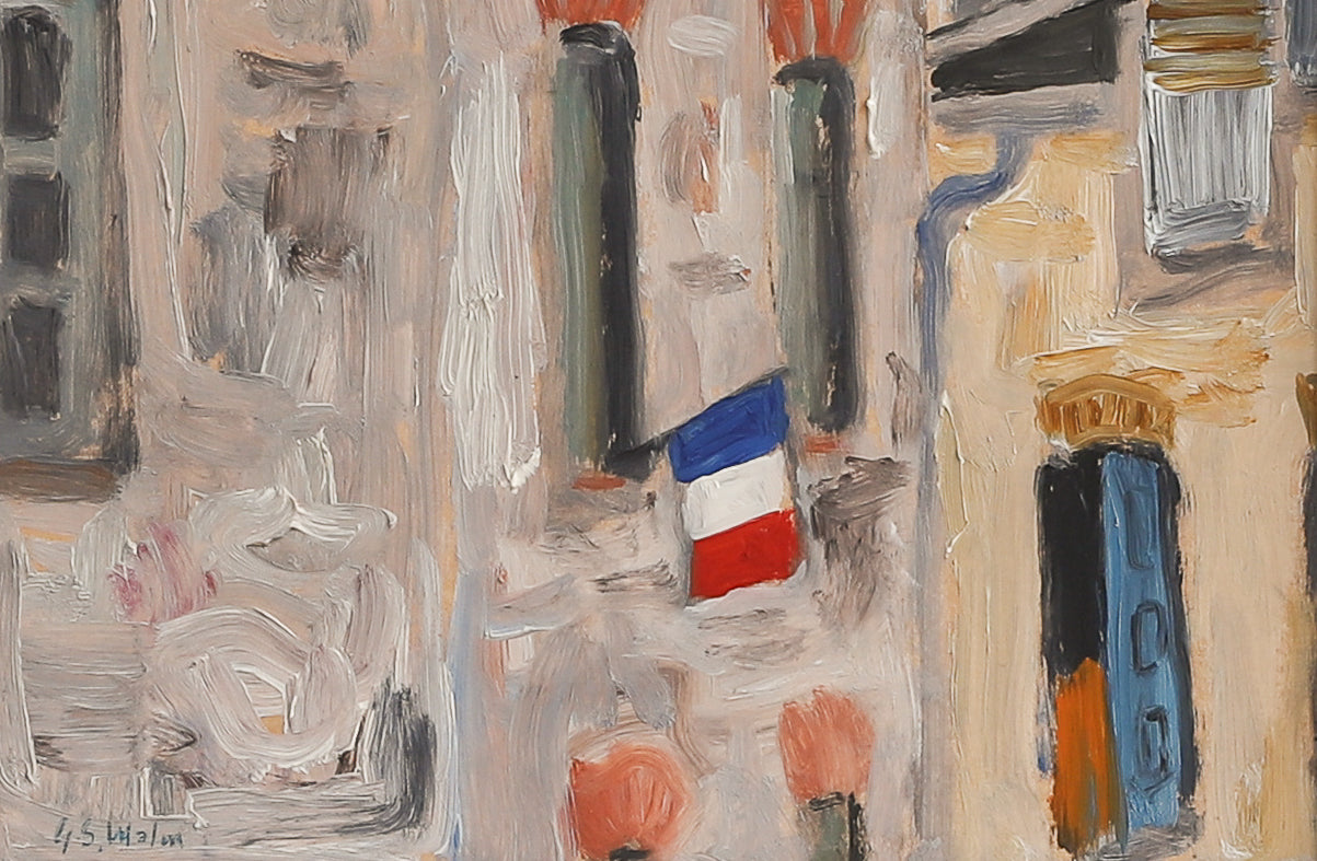 Mid Century Vintage Art Original Parisian Cityscape
