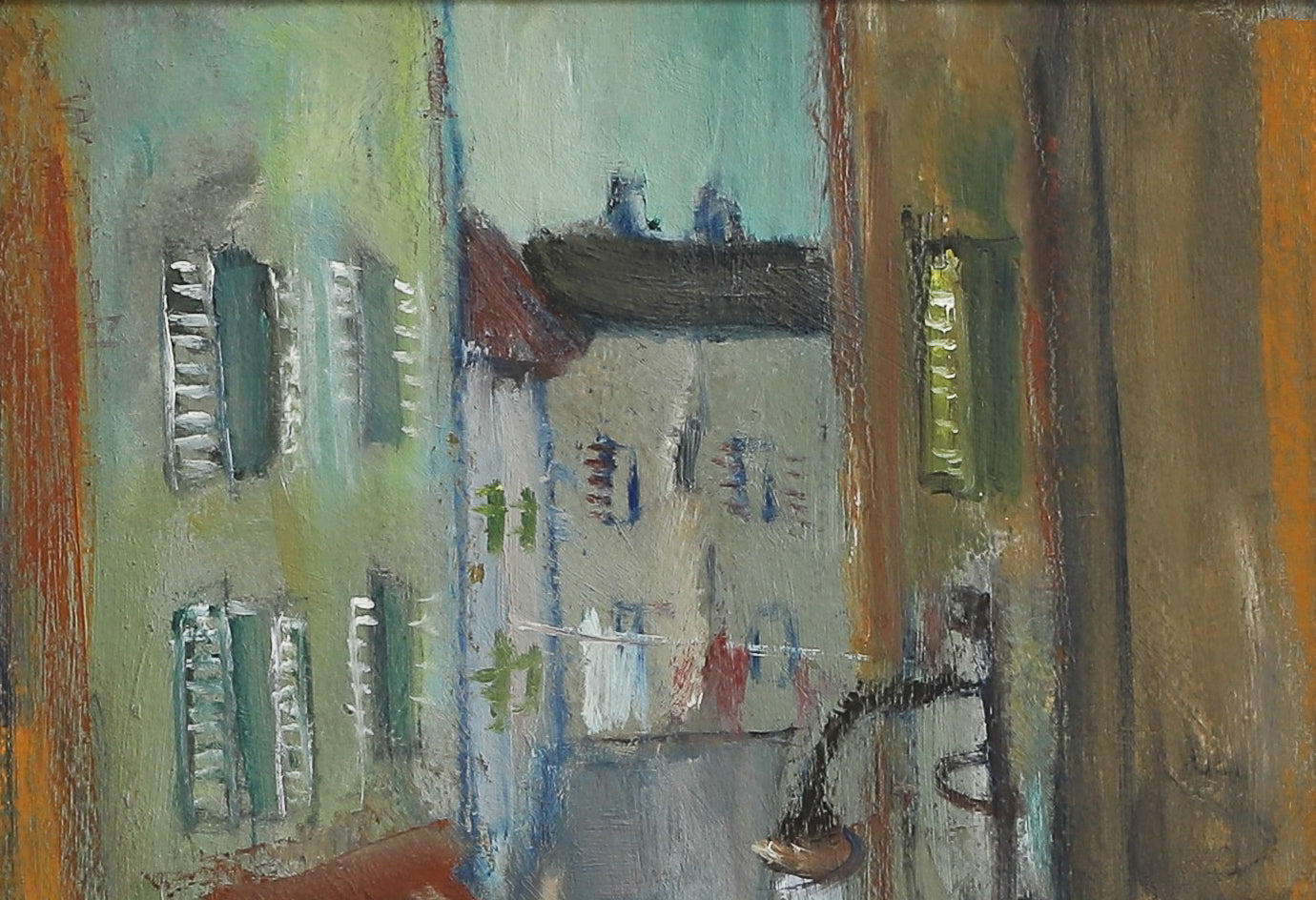 Vintage Art Room European Original street Scene Oil Painting