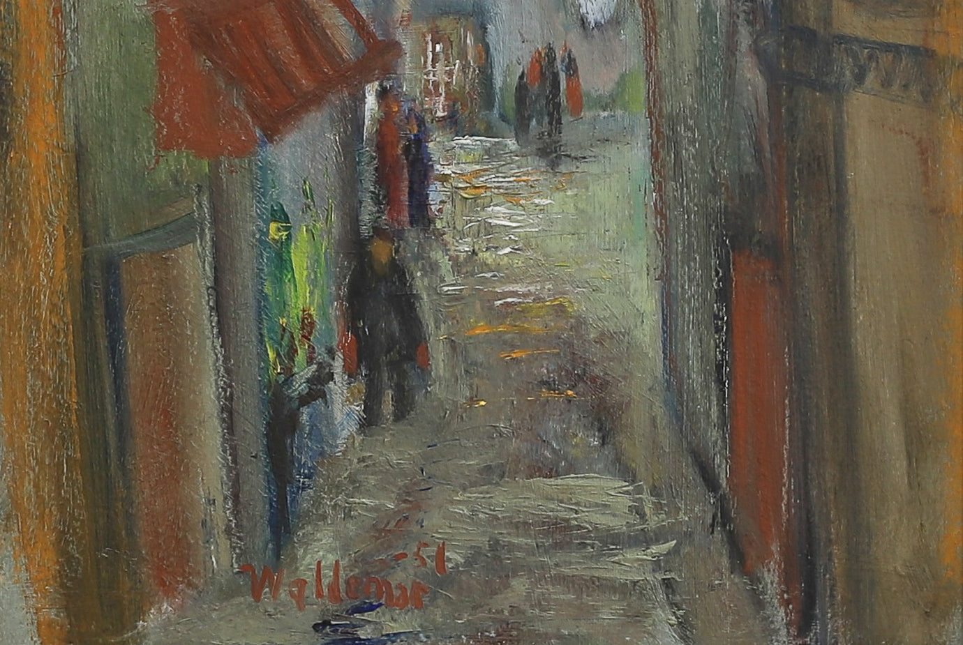 Vintage Art Room European Original street Scene Oil Painting