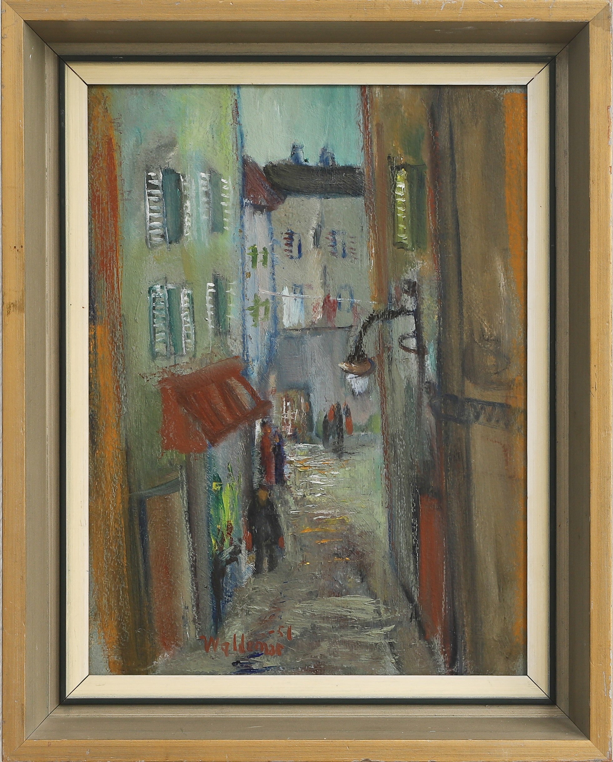 Vintage Art Room European Original street Scene Oil Painting