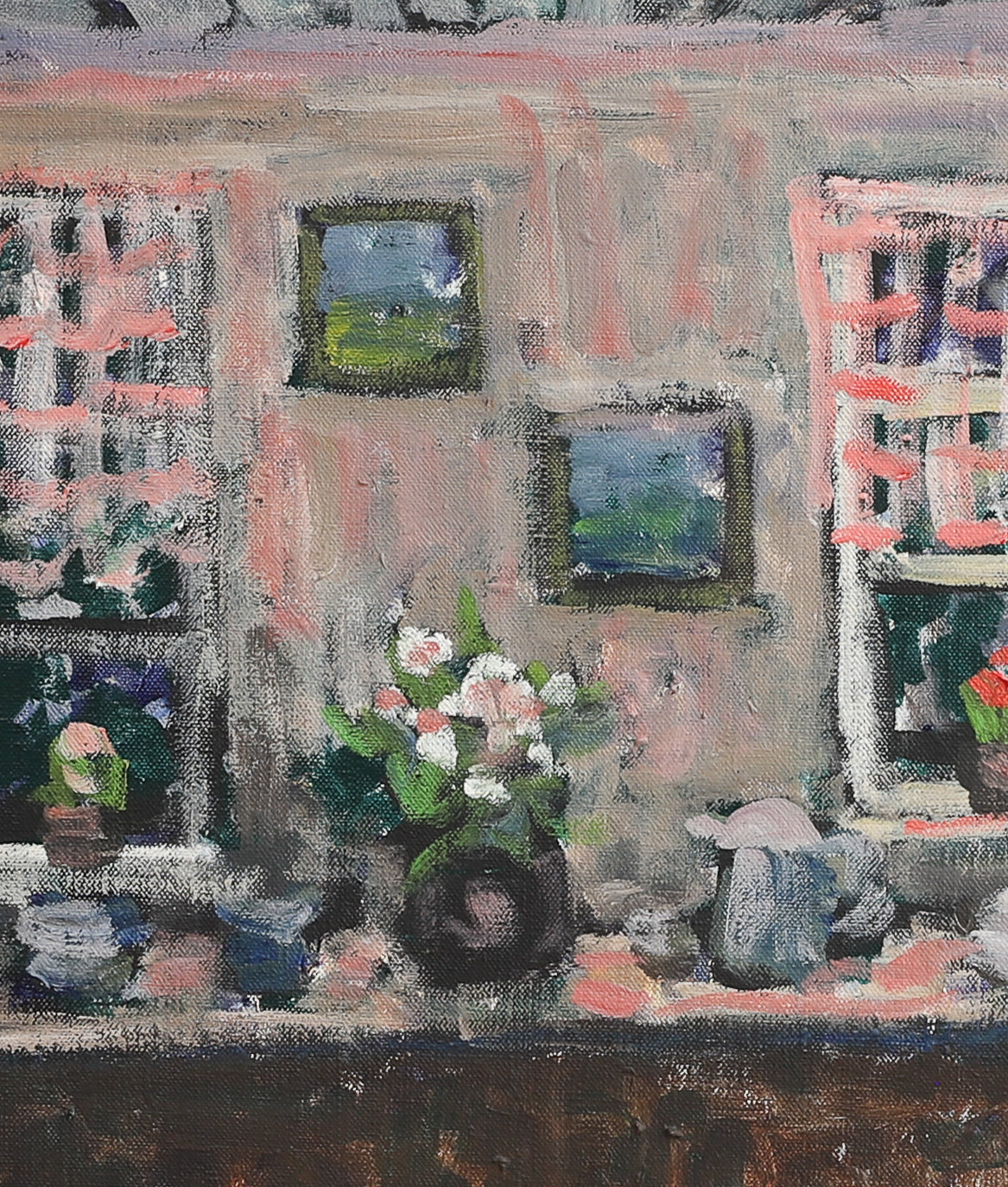 Vintage Mid Century Interior Oil Painting from Sweden