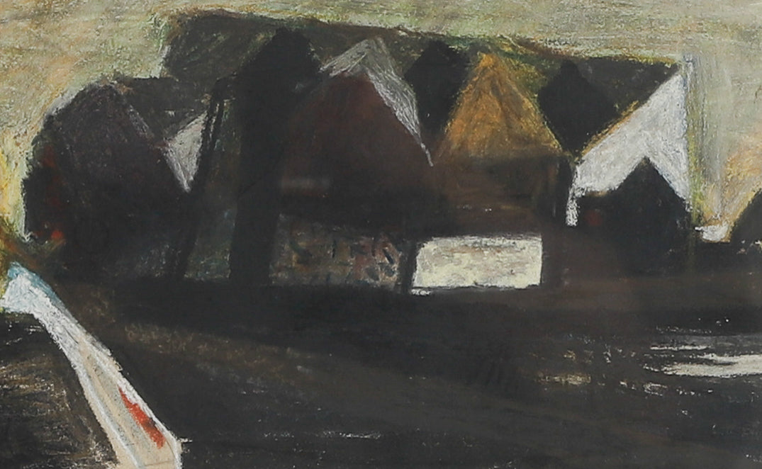 Original Vintage Art Room Farmhouse Painting from Sweden 1955