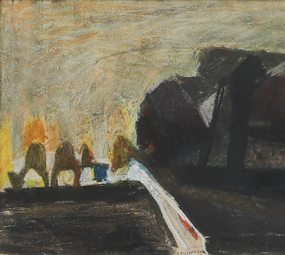 Original Vintage Art Room Farmhouse Painting from Sweden 1955