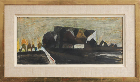 Original Vintage Art Room Farmhouse Painting from Sweden 1955