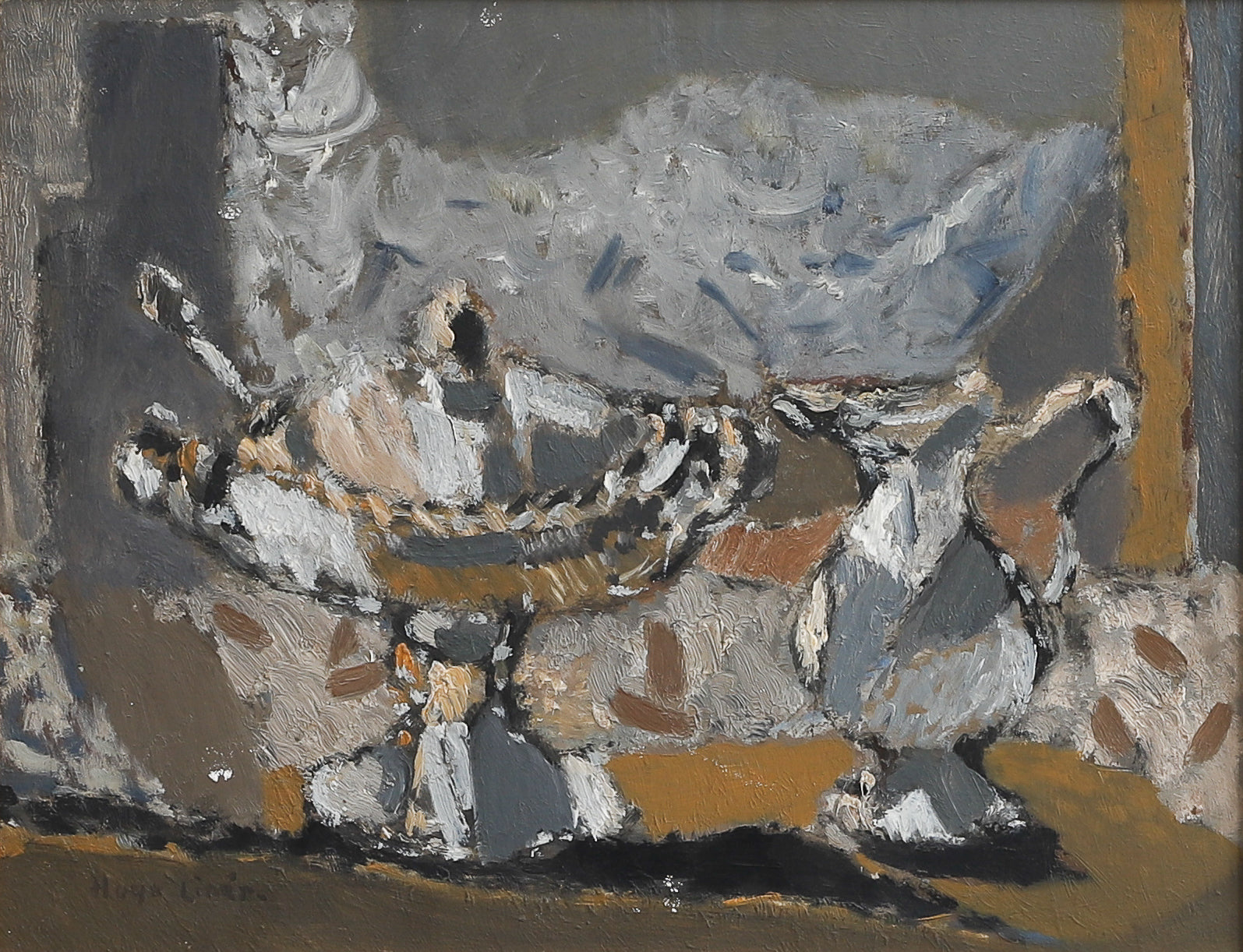 Mid Century Vintage Still Life Oil Painting