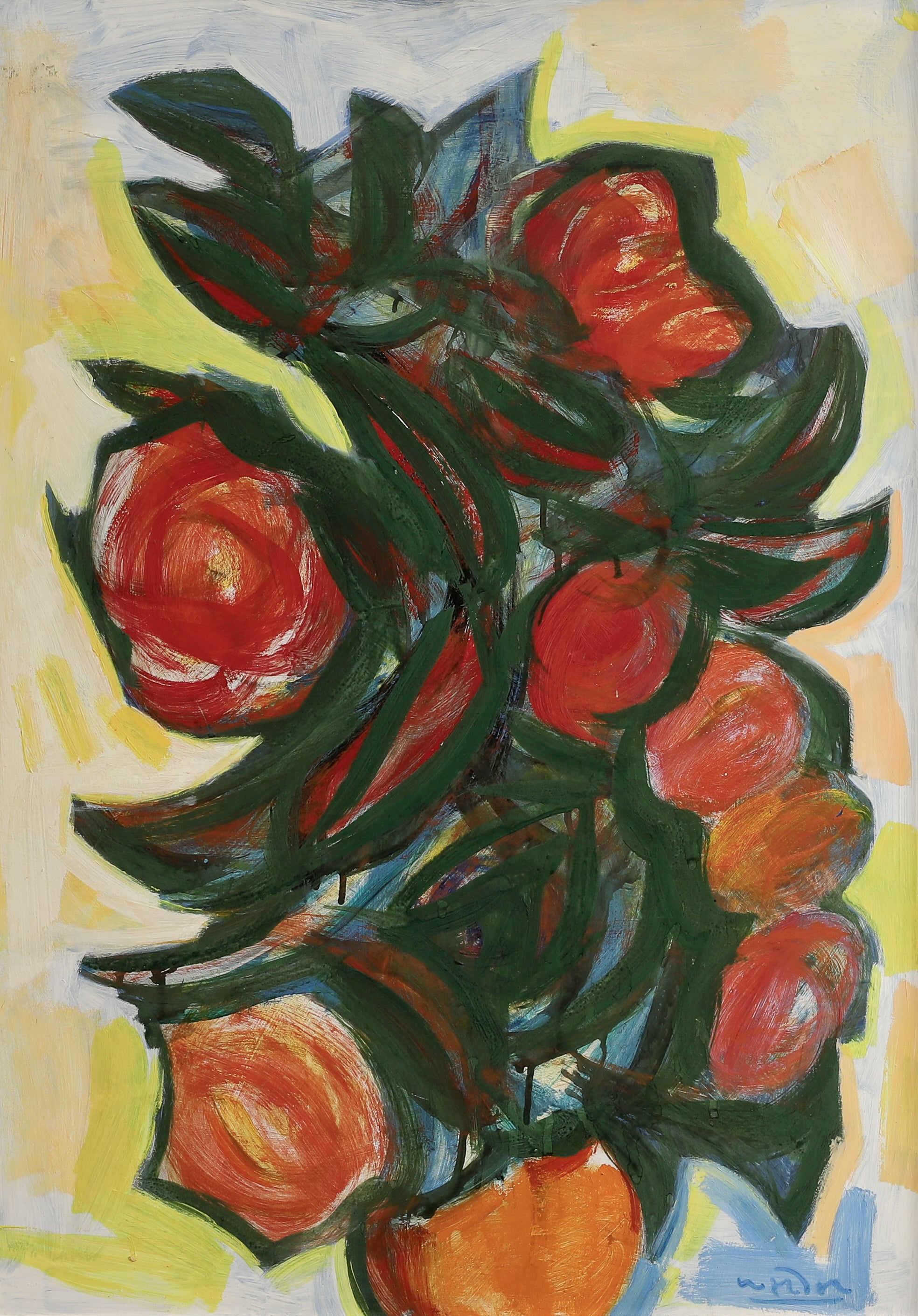 Mid Century Vintage Floral Oil Painting from Sweden