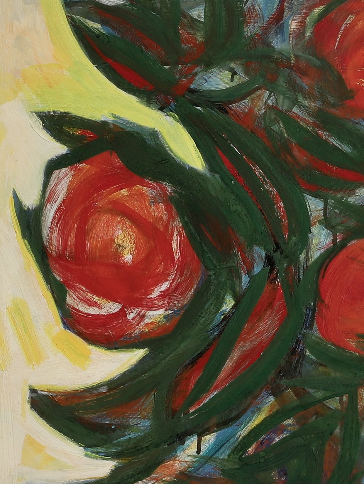 Mid Century Vintage Floral Oil Painting from Sweden